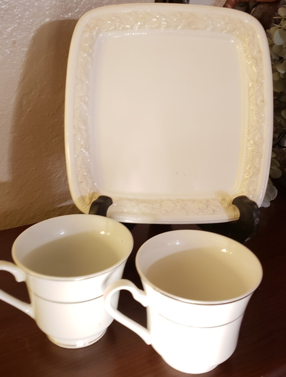 Curated Cream and Gold Porcelain Tea Set for Two Gibson and Signature Housewares